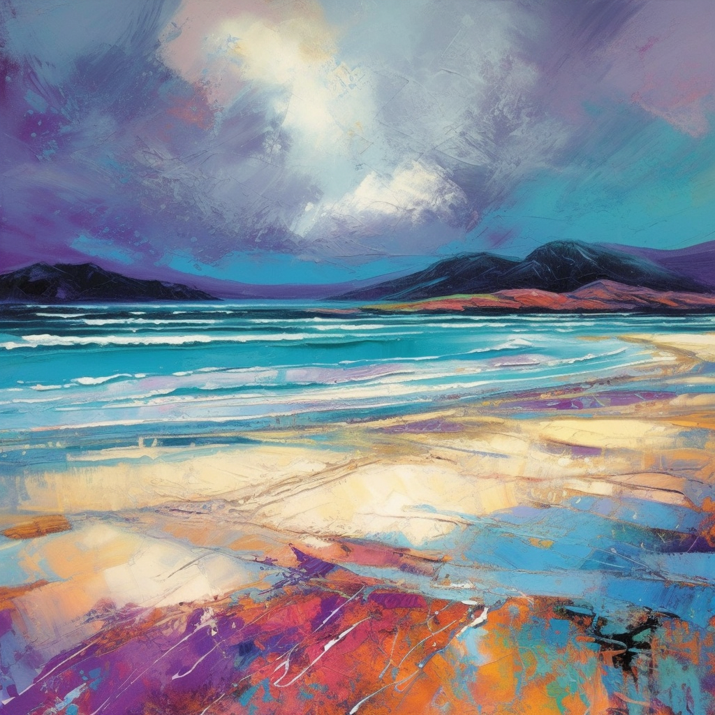 A painting of Luskentyre Sands in Scotland