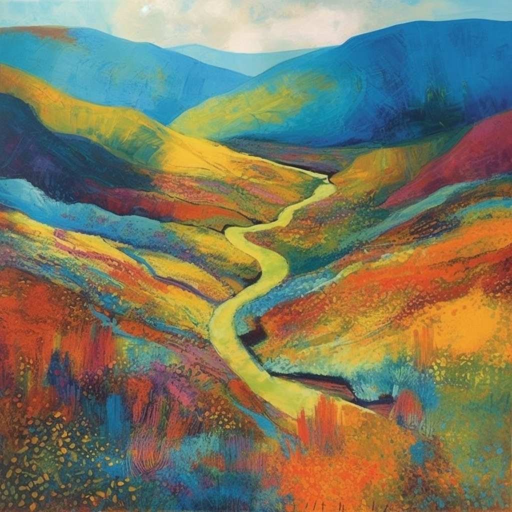 A painting of Glen Nant National Nature Reserve in Scotland