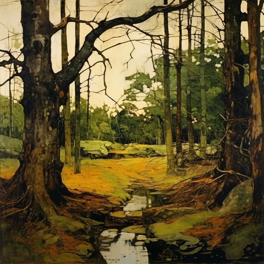 A painting of Tentsmuir Forest in Scotland