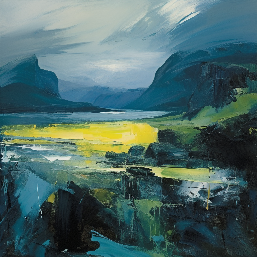 A painting of Inner Hebrides in Scotland