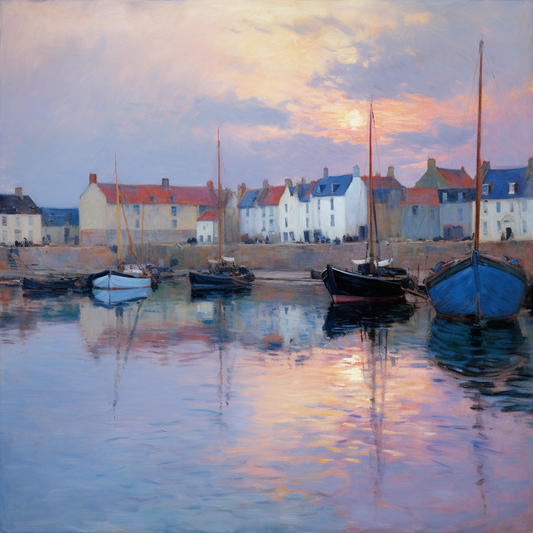 A painting of Pittenweem Harbour in Scotland