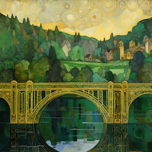 A painting of Union Chain Bridge in Scotland