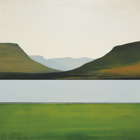 A painting of Loch Glencoul in Scotland