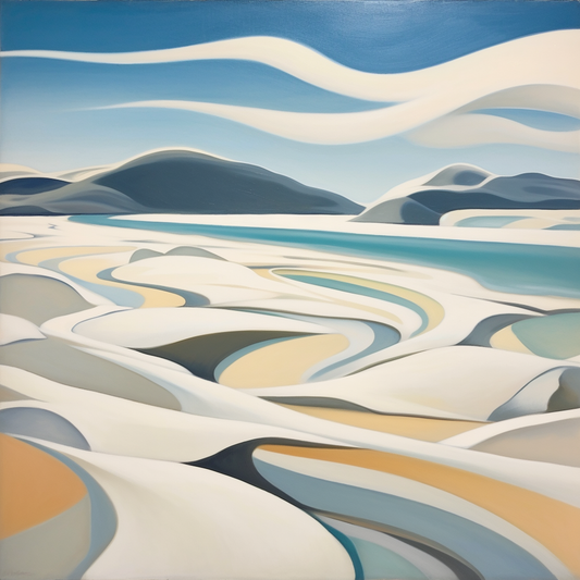 A painting of Scarista Beach in Scotland