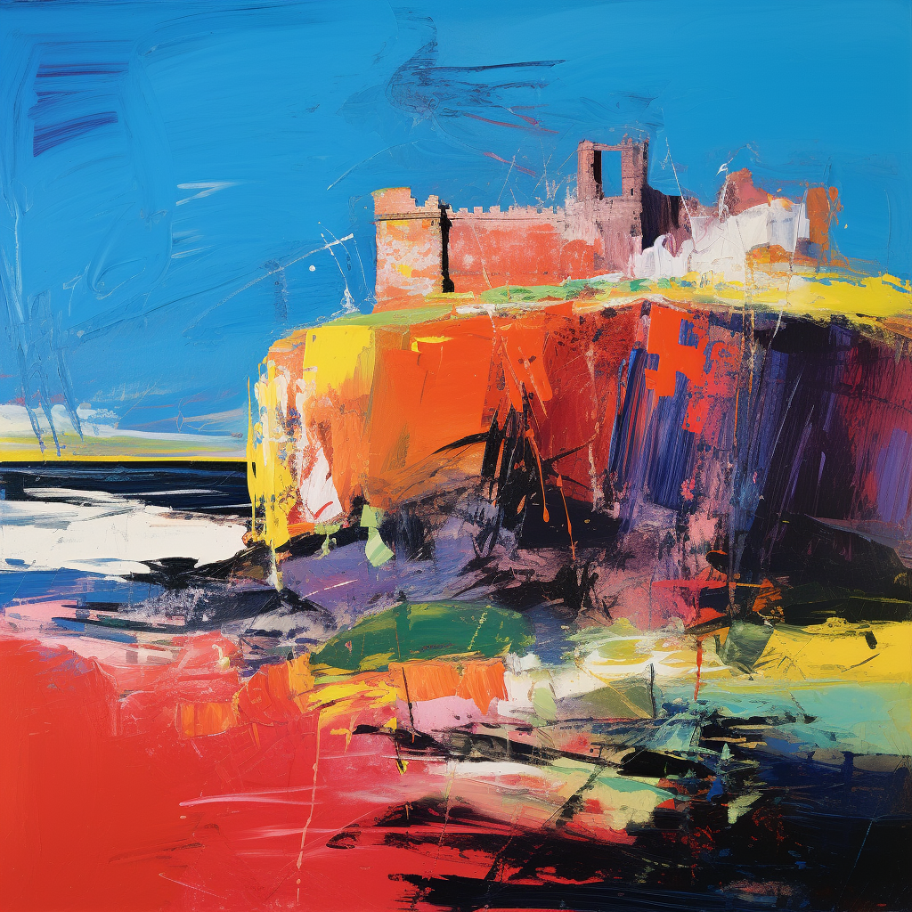 A painting of Tantallon Castle in Scotland