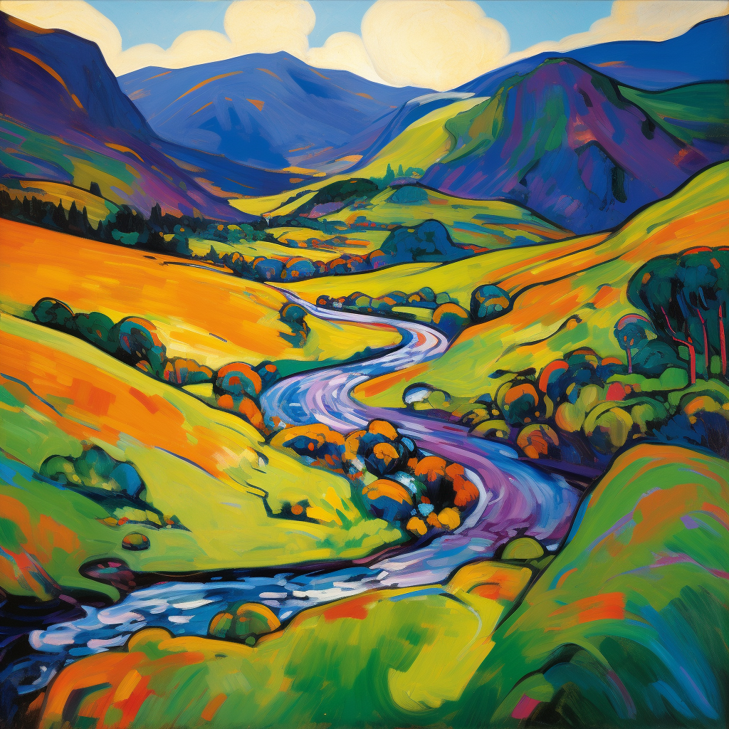 A painting of Glen Strathfarrar in Scotland