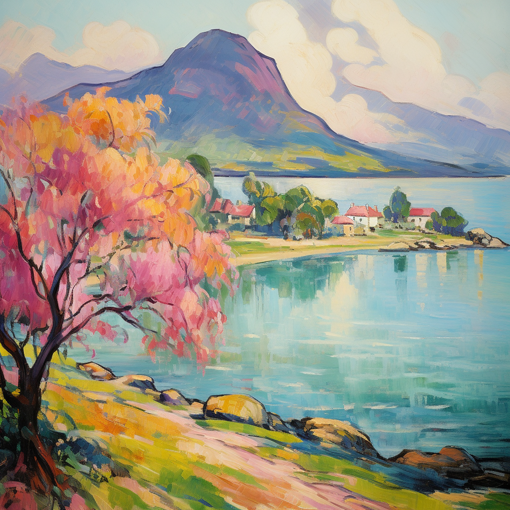 A painting of Luss in Scotland