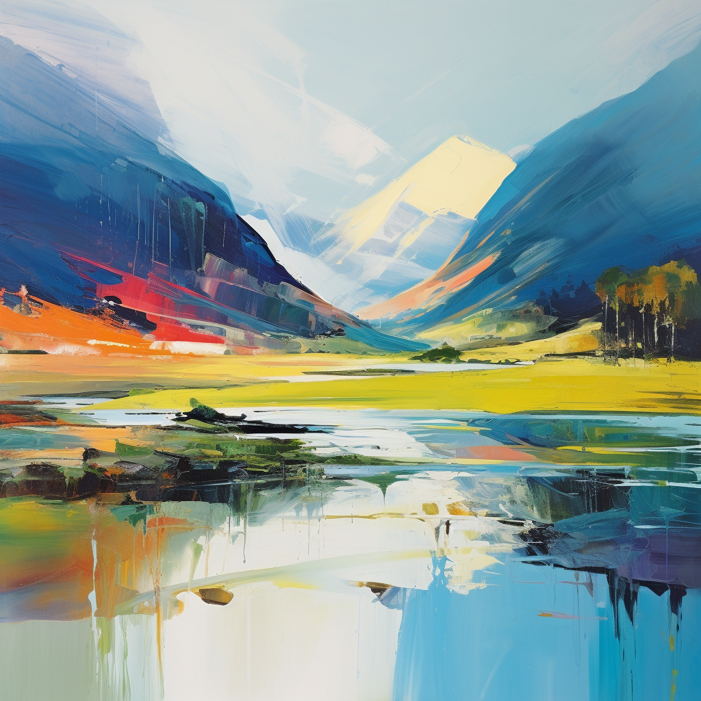 A painting of River Coe in Scotland