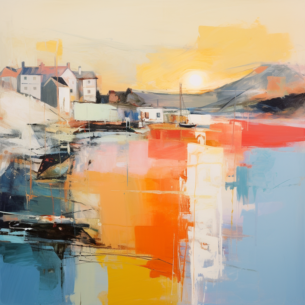 A painting of Stonehaven in Scotland