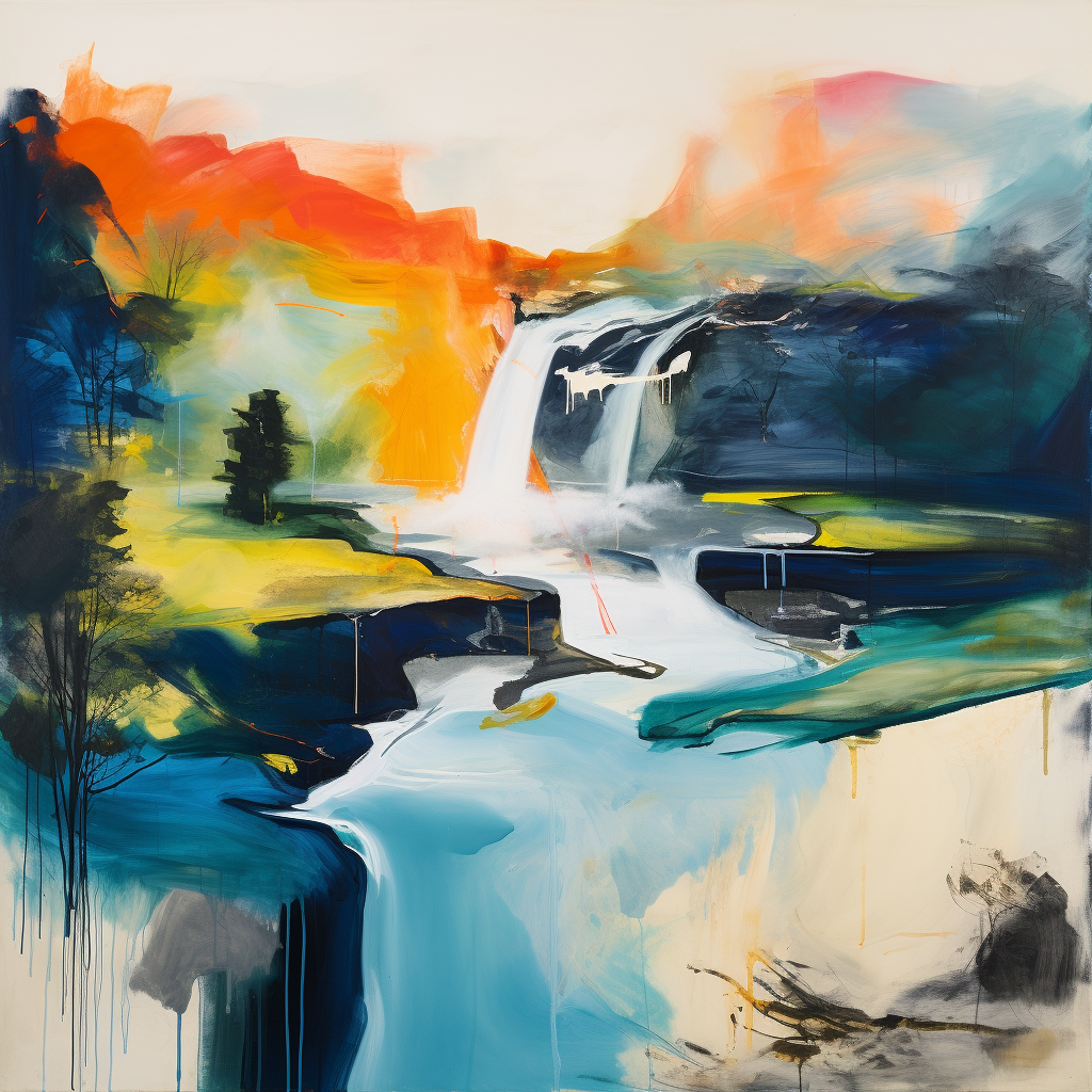 A painting of Falls of Dochart in Scotland