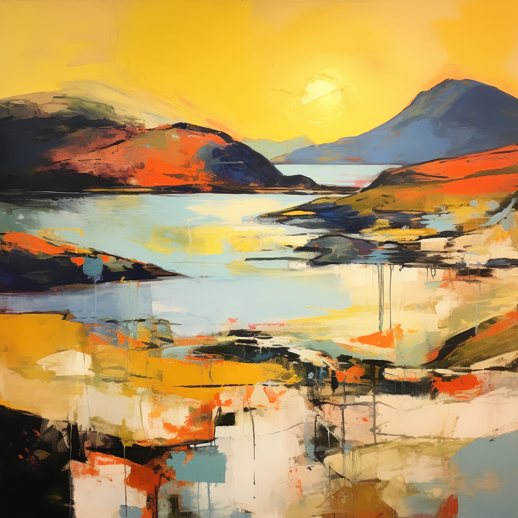 A painting of Scourie Bay in Scotland