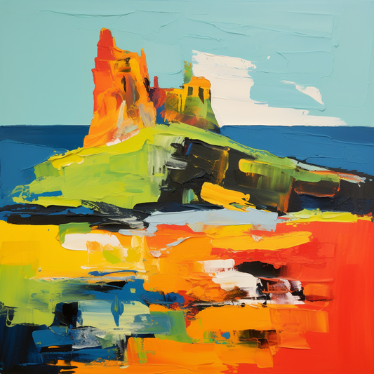 A painting of St. Andrews Castle in Scotland