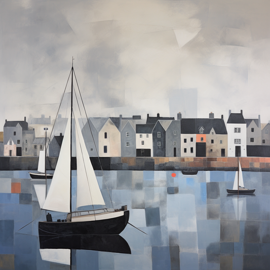 A painting of North Berwick Harbour in Scotland