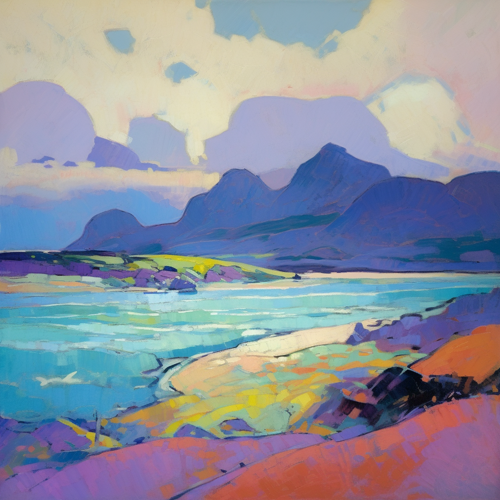 A painting of Mellon Udrigle Beach in Scotland