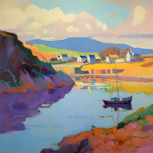 A painting of Portpatrick Harbour in Scotland