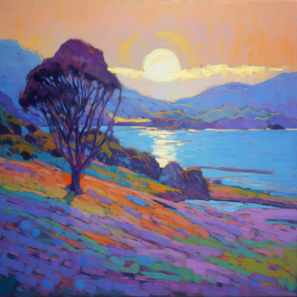 A painting of Ardanaiseig Bay in Scotland