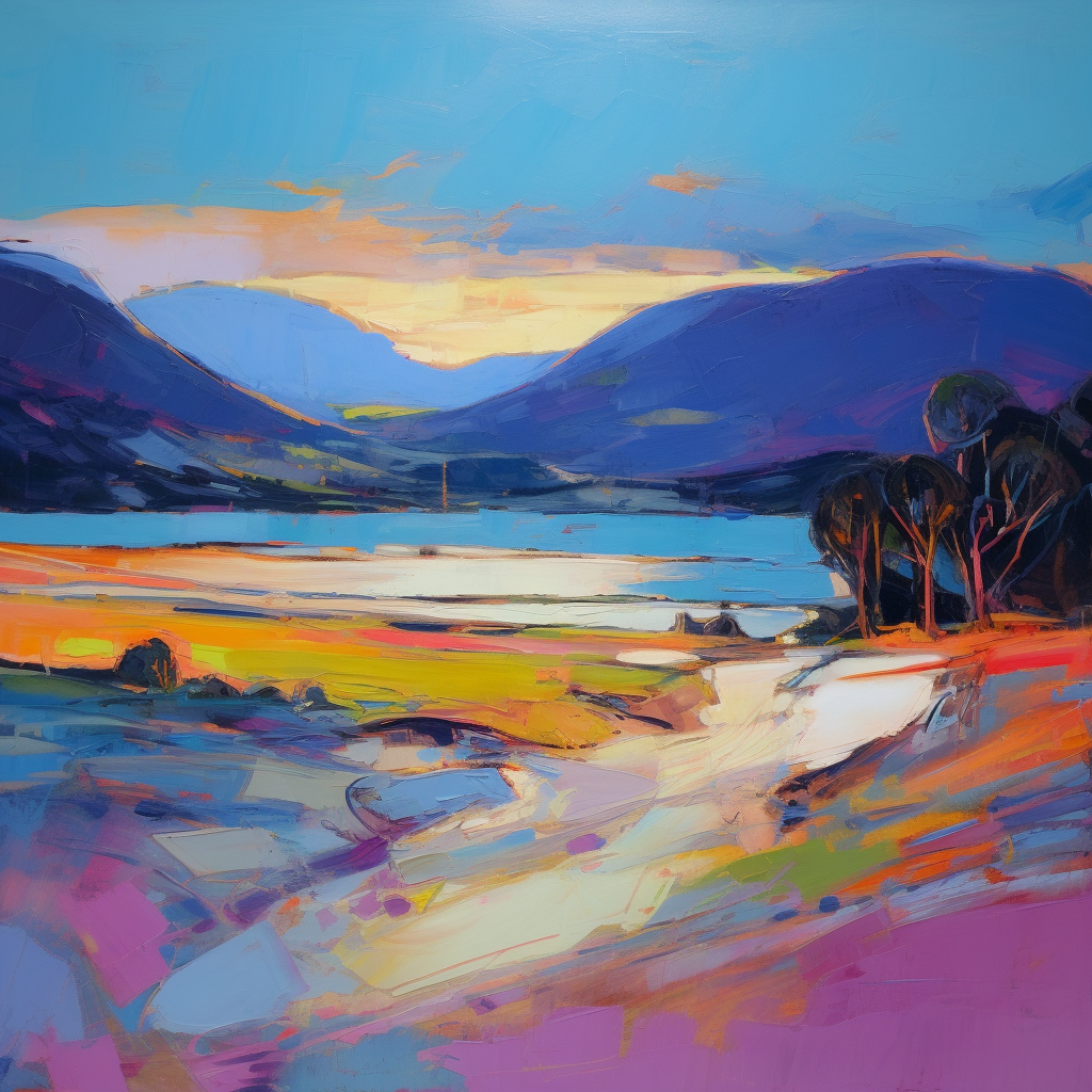 A painting of Luskentyre Beach in Scotland