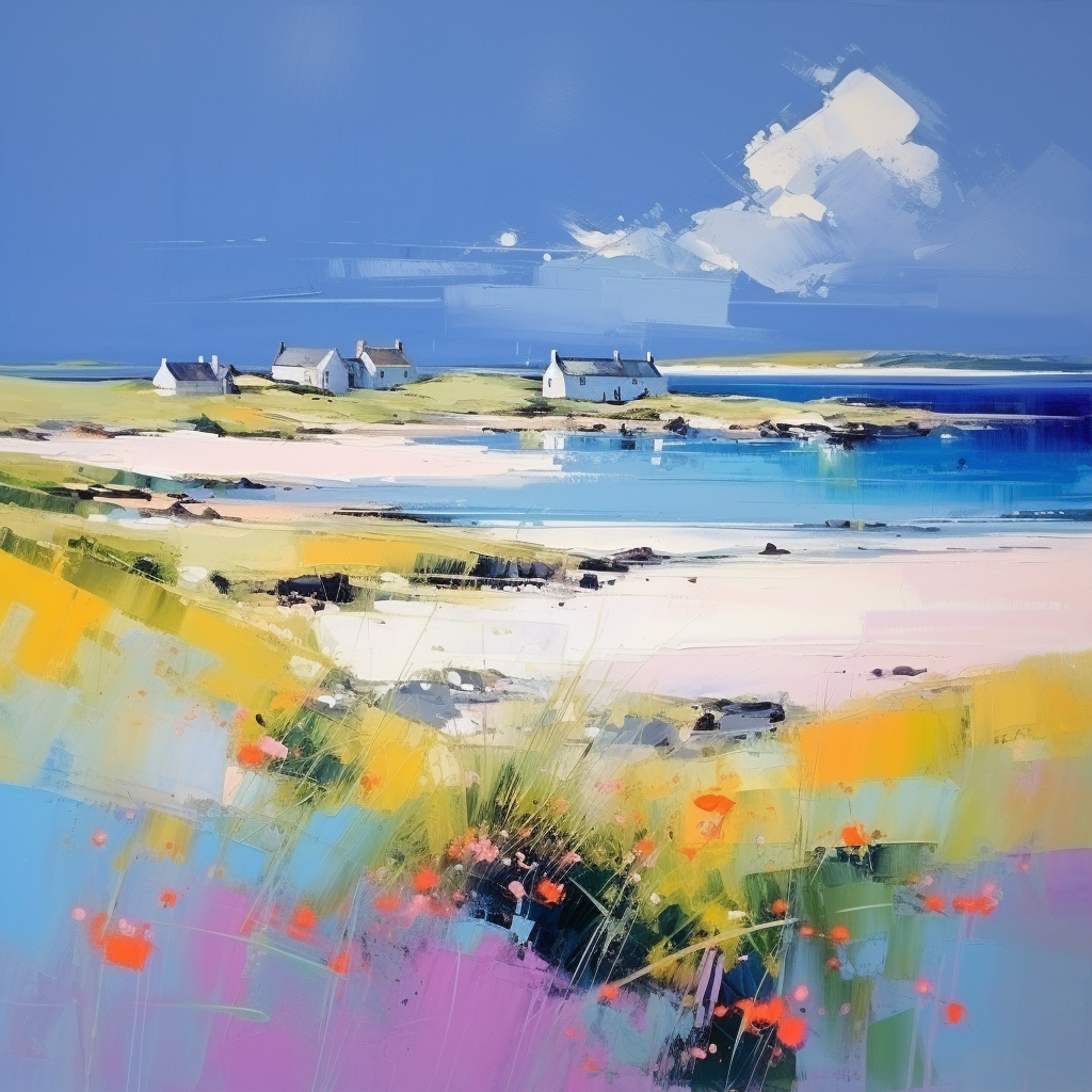 A painting of Isle of Tiree in Scotland