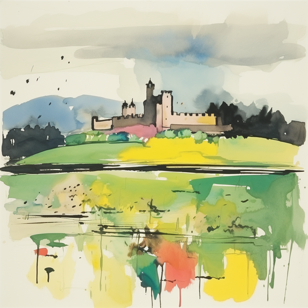 A painting of Linlithgow in Scotland