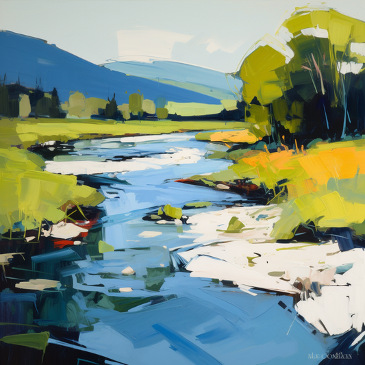 A painting of River Orchy in Scotland