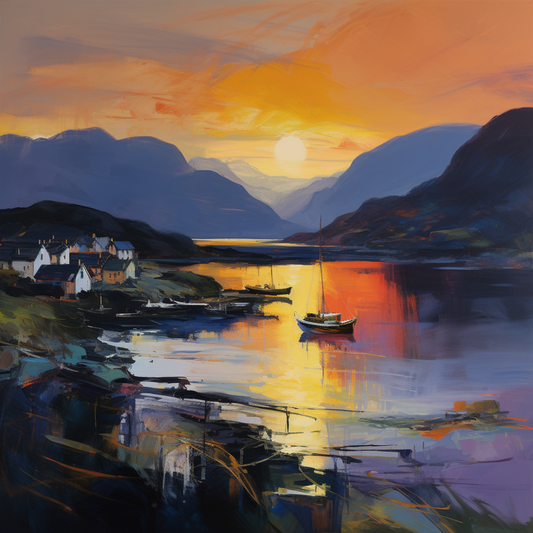 A painting of Plockton in Scotland