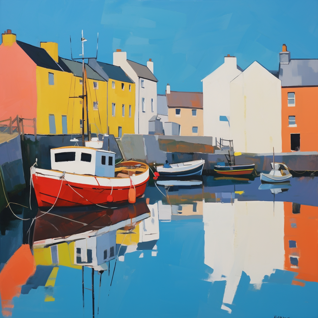 A painting of Stornoway in Scotland