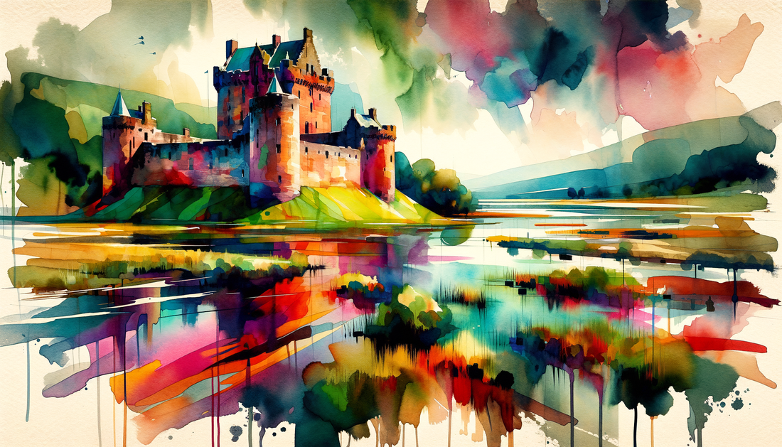 A painting of Caerlaverock Castle in Scotland