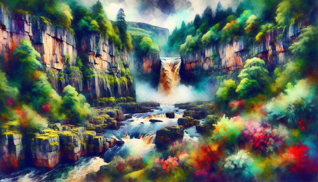 A painting of Falls of Foyers in Scotland