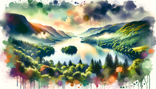 A painting of Loch Ard in Scotland