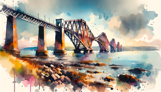 A painting of Tay Rail Bridge in Scotland