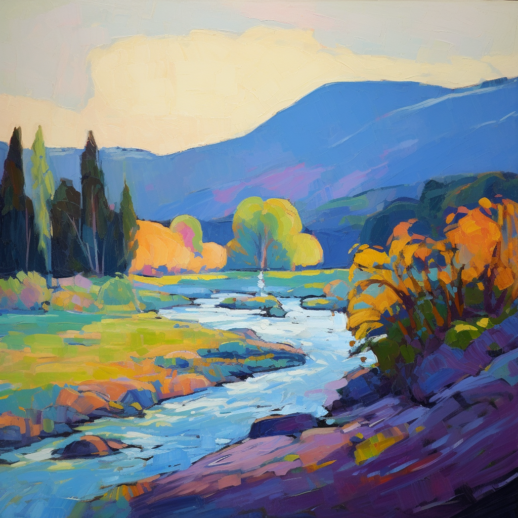 A painting of River Tummel in Scotland.