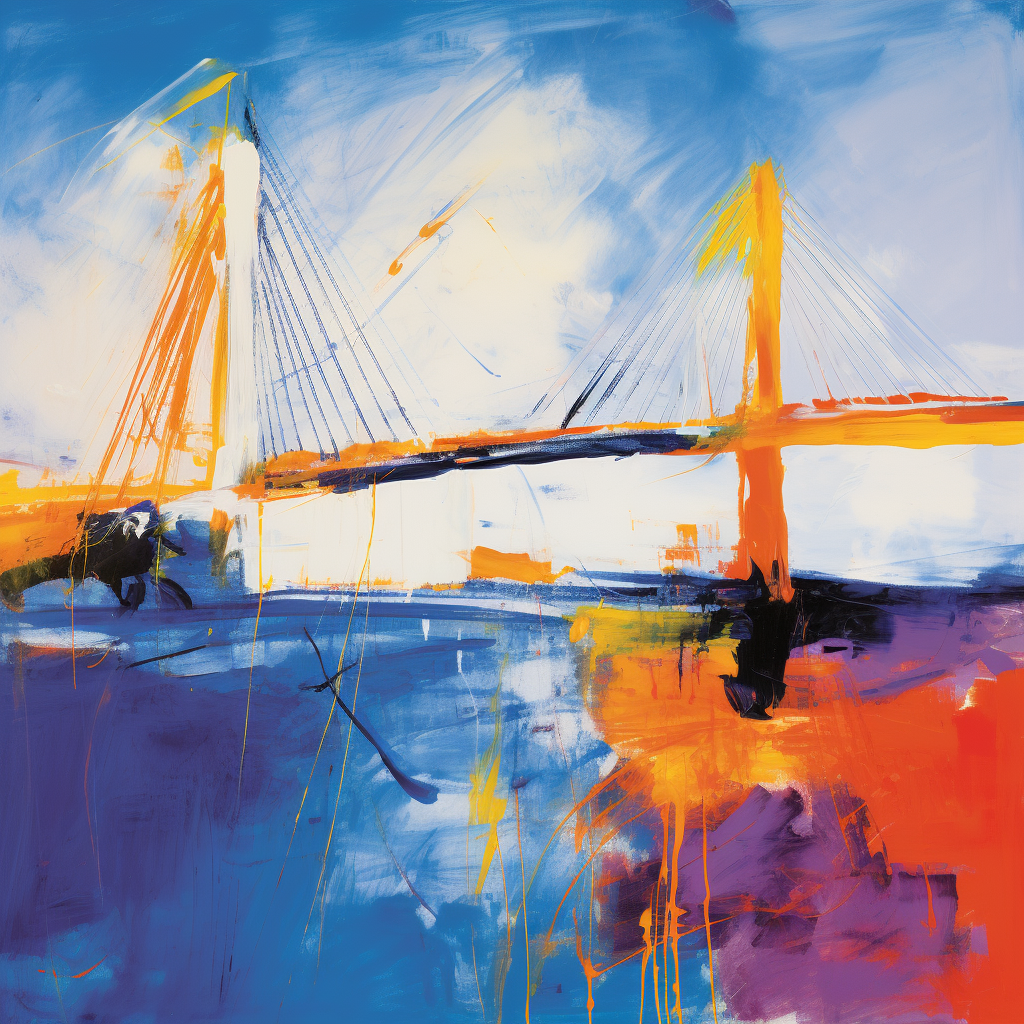 A painting of Queensferry Crossing in Scotland.