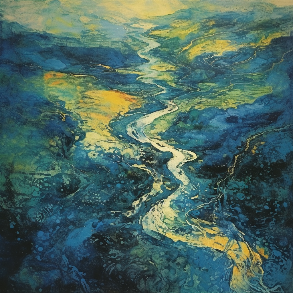 A painting of River Deveron in Scotland.