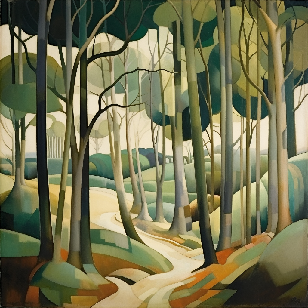 A painting of Abernethy Forest in Scotland.