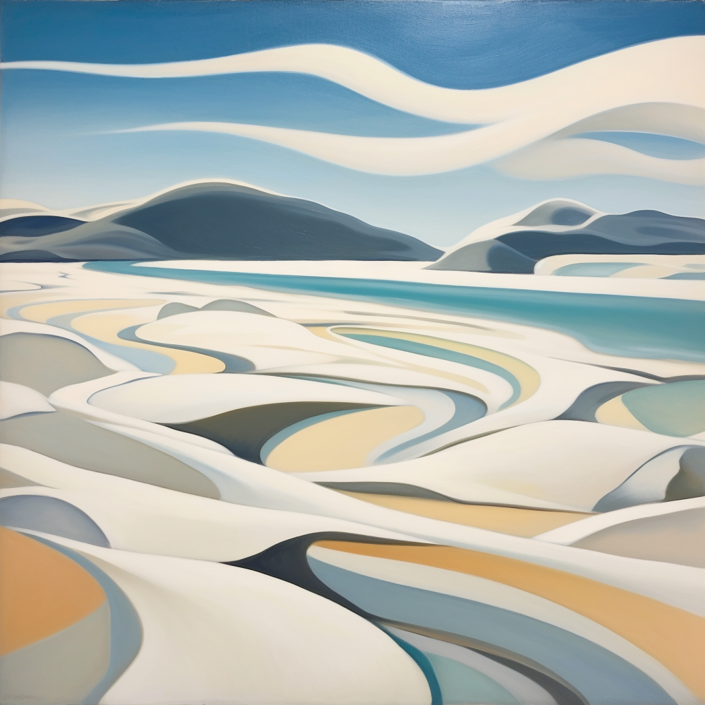 A painting of Scarista Beach in Scotland.