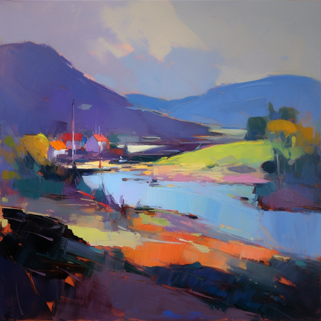 A painting of Gairloch in Scotland.