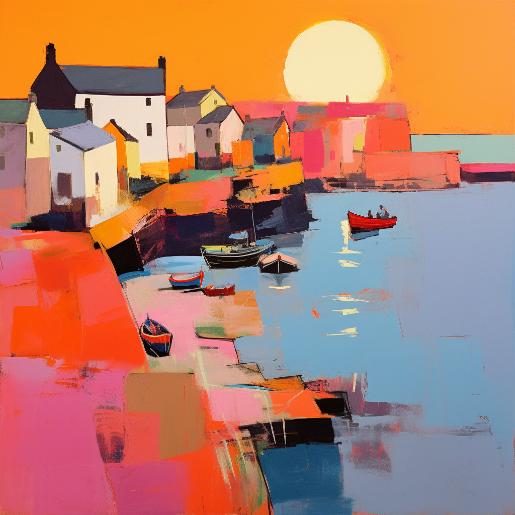 A painting of Crail in Scotland.