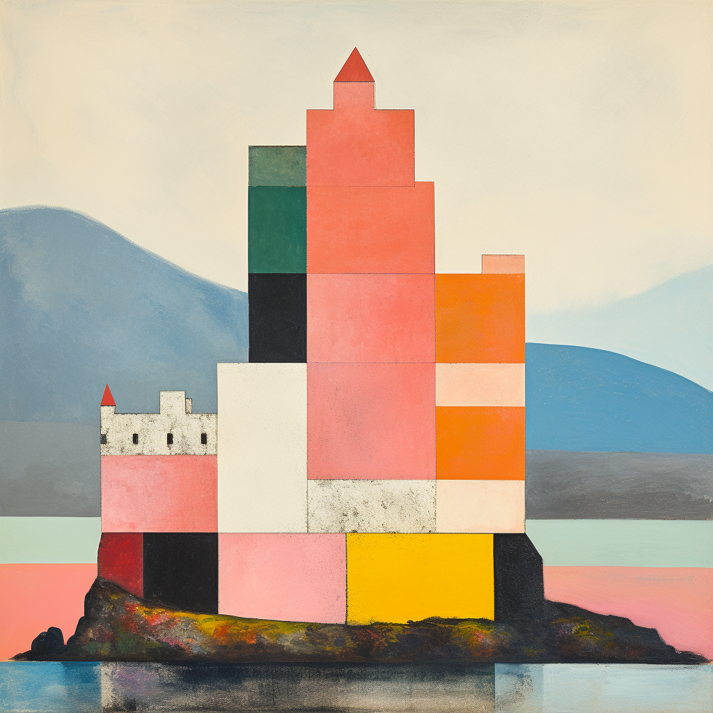 A painting of Brodick Castle in Scotland.