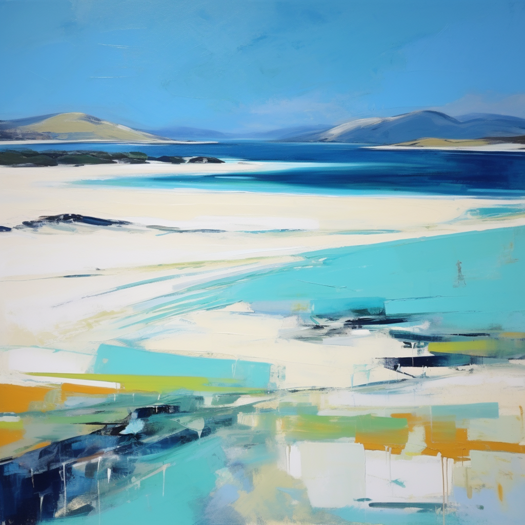 A painting of Isle of Harris in Scotland.