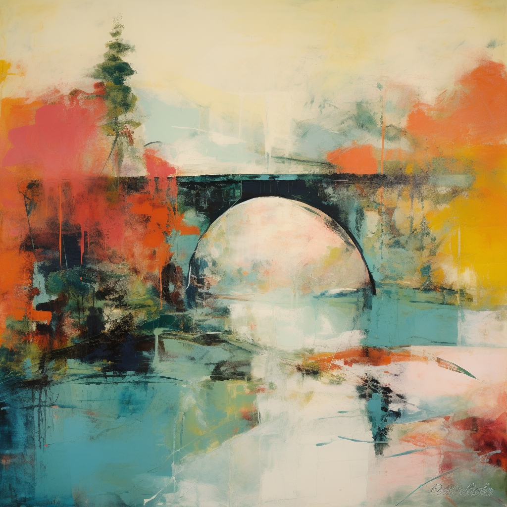 A painting of Victoria Bridge in Scotland.