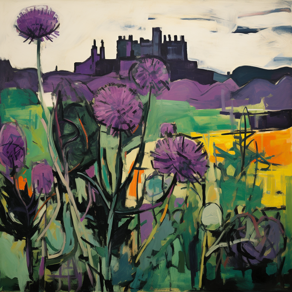 A painting of Stirling Castle in Scotland.