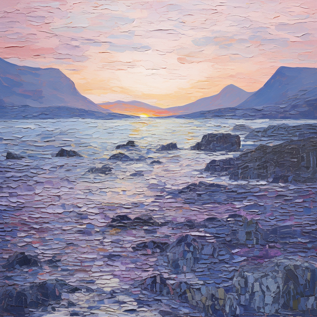 A painting of Elgol Bay in Scotland.