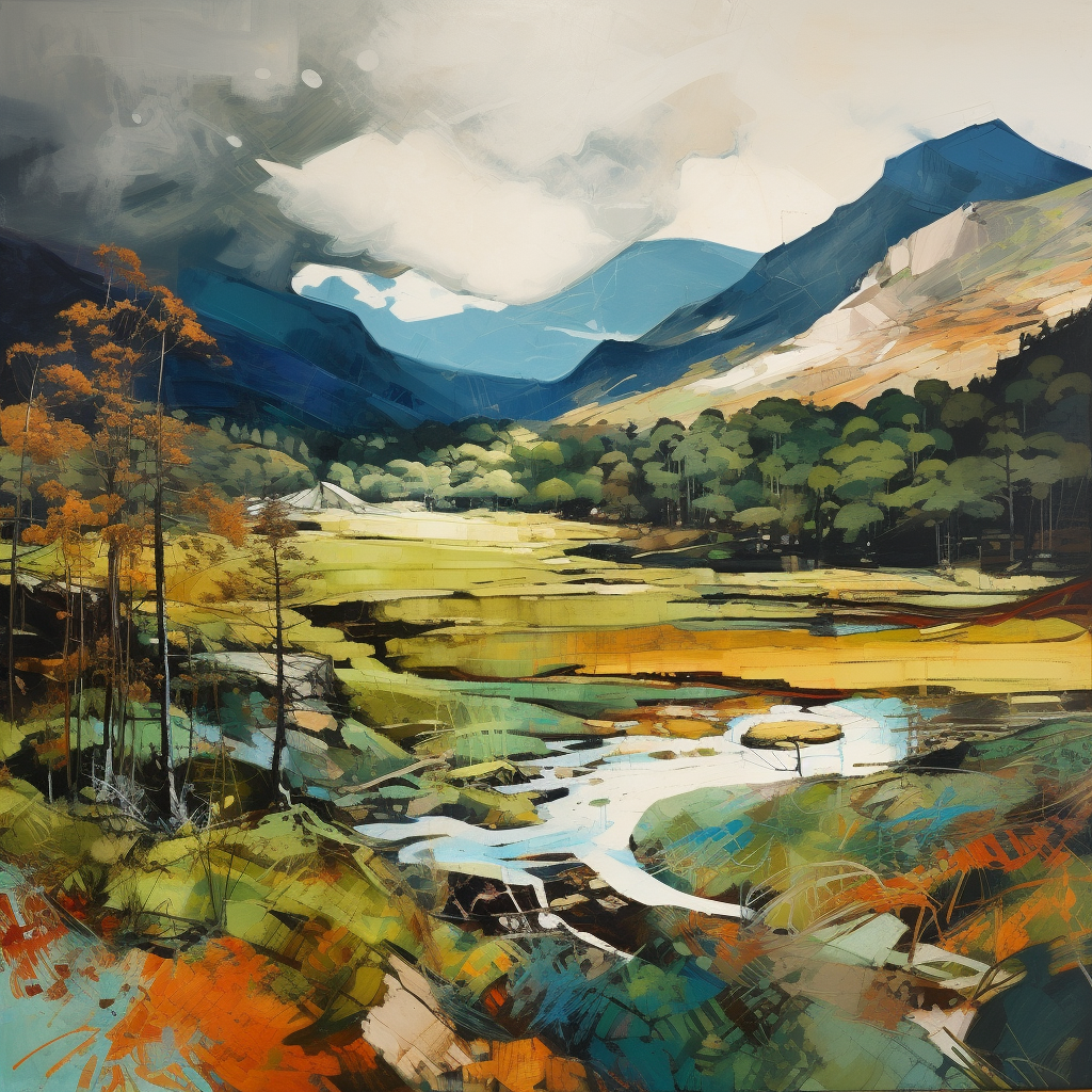 A painting of Glen Affric in Scotland.