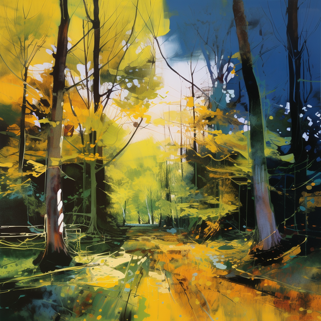 A painting of Balloch Wood in Scotland.