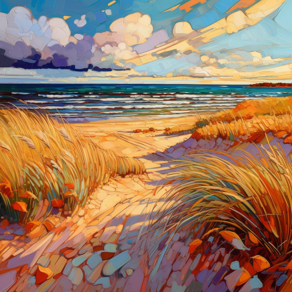 A painting of East Lothian. in Scotland.