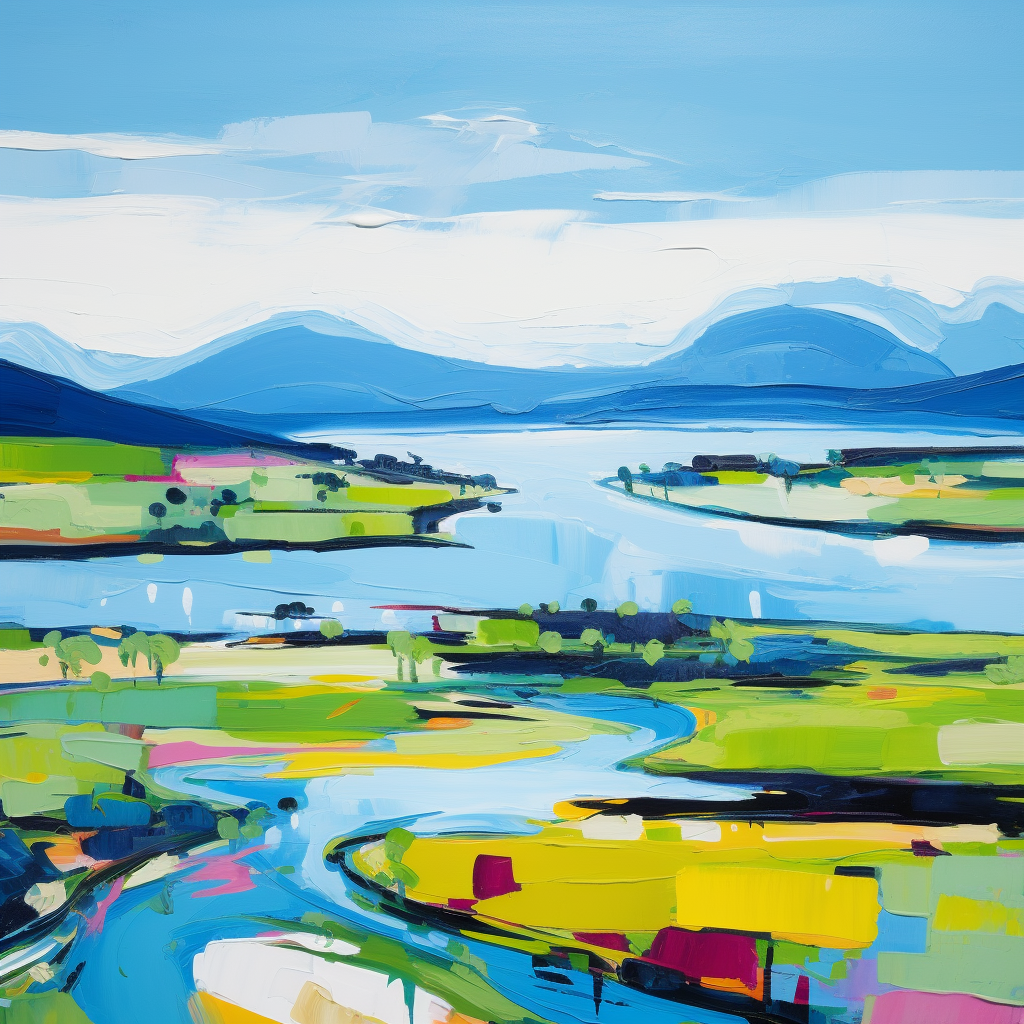 A painting of Loch Leven in Scotland.
