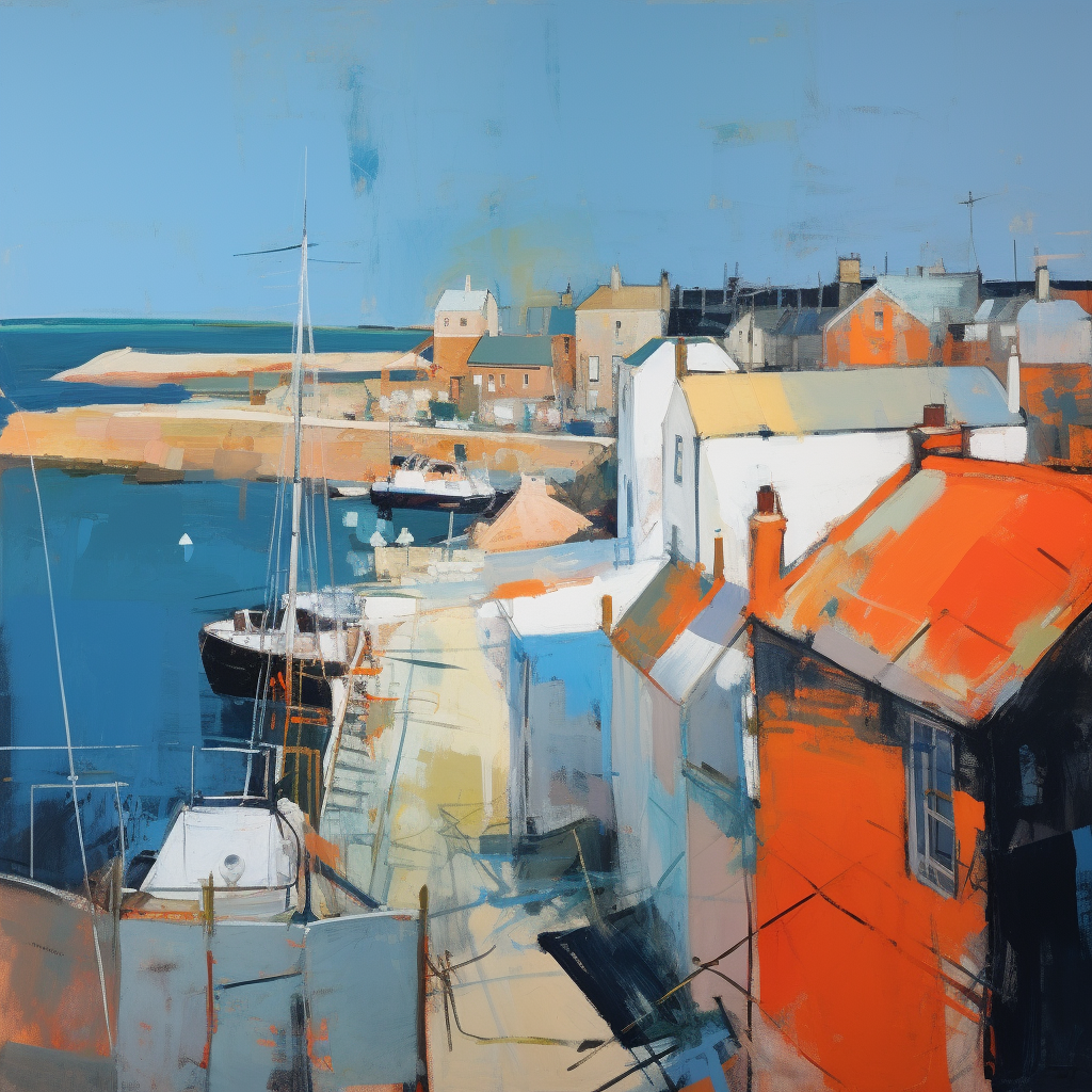 A painting of Anstruther in Scotland.