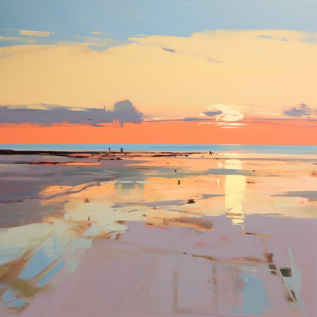 A painting of Longniddry Beach in Scotland.