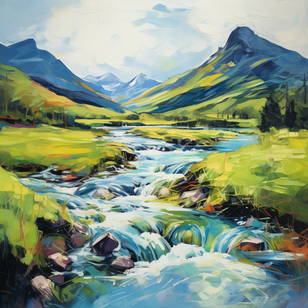 A painting of Glen Rosa in Scotland.