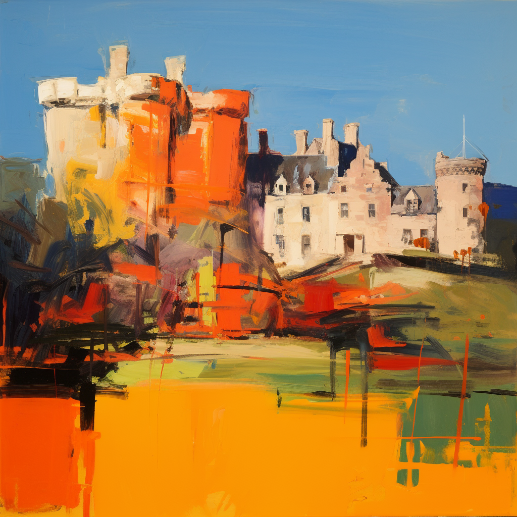 A painting of Culzean Castle in Scotland.